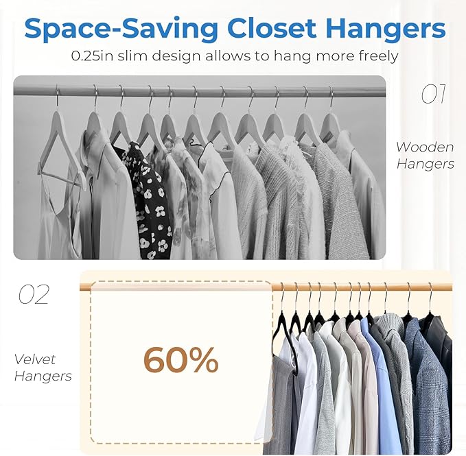 Smartor Black Velvet Hangers 120 Pack, Non-Slip Space-Saving Clothes Hanger | Premium Slim Felt Hanger for Closet Organizers and Storage, Heavy Duty Hanger with Shoulder Notches and 360° Hooks for Coats
