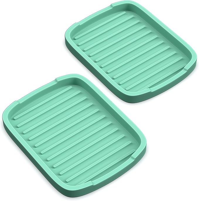 ZAPPOWARE Silicone Sponge Holder -soap Tray - 5.9" X 4.33" Set -2pcs (Light Green)