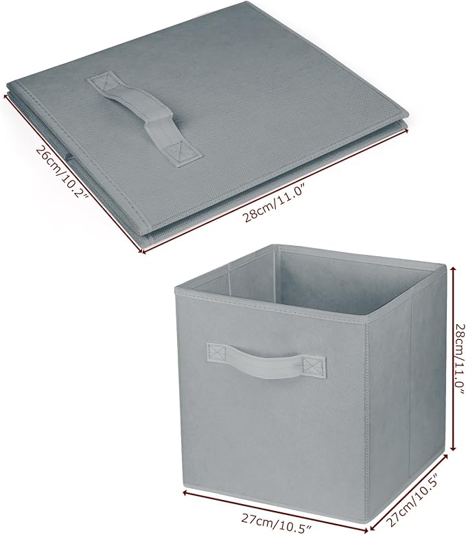 3 Pcs Storage Cubes, 10.5 Inch Collapsible Storage Bins, Fabric Foldable Bins for Organization, Durable Storage Bins for Closet, Shelves, Offices (Grey)