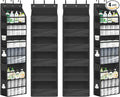 Over Door Organizer with 6 Extra Large Pockets 12 Side Pockets, Sturdy Closet Storage Rack, Hanging Storage Organizer with Clear Window for Shoes, Diaper, Bedroom, Bathroom, Black, 4-Pack