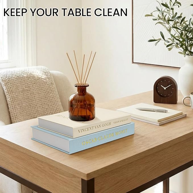 Decorative Books for Home Decor, Modern Fake Books Storage Boxes | Set of 2 Linen Coffee Table Books with Hidden Storage, Stackable Photo Keepsake Box for Living Room Bookshelf Decor, Blue