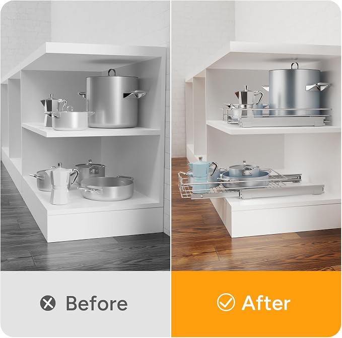 ROOMTEC Pull Out Cabinet Organizer(20" W x 21" D),Heavy Duty Slide Out Shelves,Pull out Drawers for Kitchen Cabinet,Base Cabinet Organization for Home, Kitchen, Bathroom