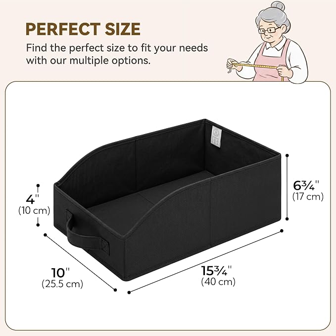 GRANNY SAYS Trapezoid Closet Storage Bins, Storage Baskets for Shelves, Linen Closet Organizers and Storage, Closet Organizer Bins for Clothes, Toys, Towels, Black, 6-Pack