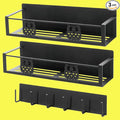 Magnetic Spice Rack for Refrigerator,Spice Organizer for Kitchen,Seasoning Organizer Rack,Magnetic Shelf with Hooks,Strong Magnet,Moveable,No Drilling(3 Pack,Black,Owl)