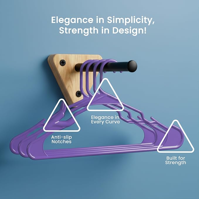 Utopia Home - Plastic Hangers 50 Pack - Space Saving Clothes Hanger - Durable and Strong Closet Organizers and Storage Makes It Ideal Stocking Stuffers or Apartment or Dorm Room Essentials (Purple)