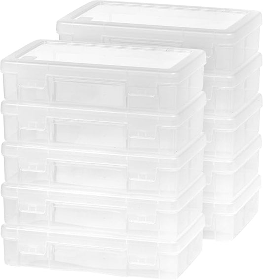 IRIS USA Clear Storage Cases, 10-Pack, |Made in USA|, Plastic Bead Organizing Containers with Snap Lid for Arts, Crafts, Ephemera, Stickers, & Dance Cheer, Clear - Medium