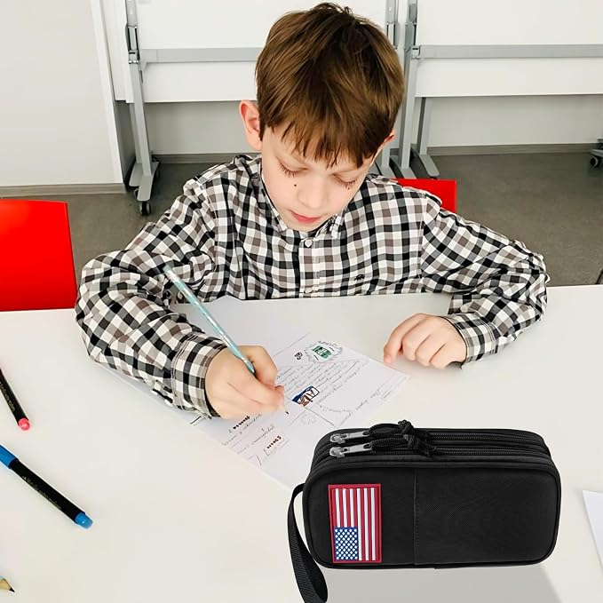 Tactica Pencil Case for Boys,Large Boys Pencil Pouch with Zipper Compartments, Big Capacity Pen Box Pen Bag Organizer for School College Office Kids Teen Boy Men Adult