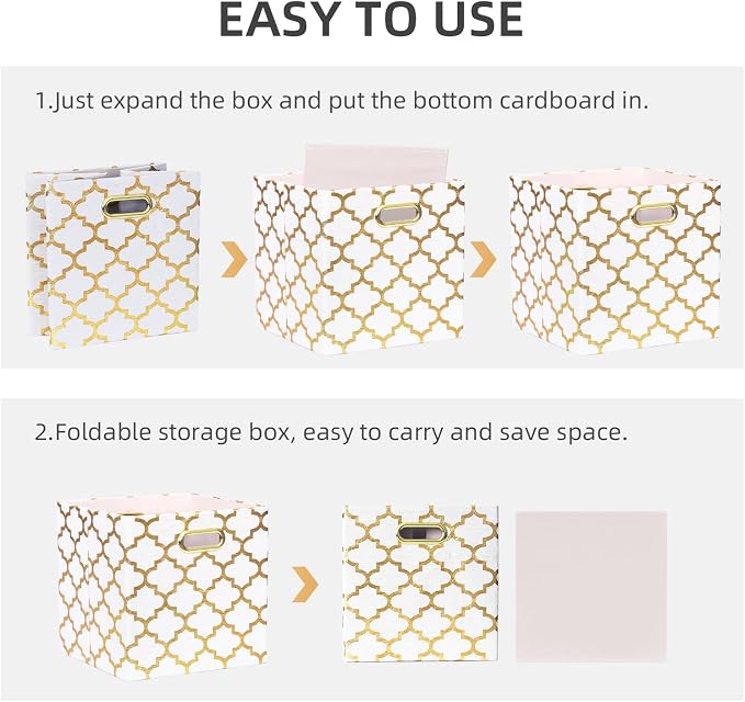 11x11x11 Cube Storage Bins, Collapsible Storage Bins Fabric Storage Cubes Organizer Baskets Box Drawers for Shelves, Closet, Wardrobe, Bookshelf, Cabinet, 3 Pack, White, AG40001-02