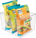 mDesign Plastic Storage Organizer Container Bin for Kitchen Organization in Pantry, Cabinet, Countertop Fridge, Refrigerator, and Freezer - Hold Food, Drink, or Snacks, Ligne Collection, Clear