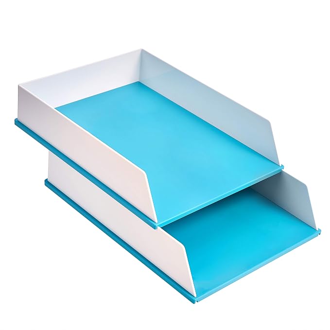 Amazon Basics Letter Tray - Blue and White - 2 pack
