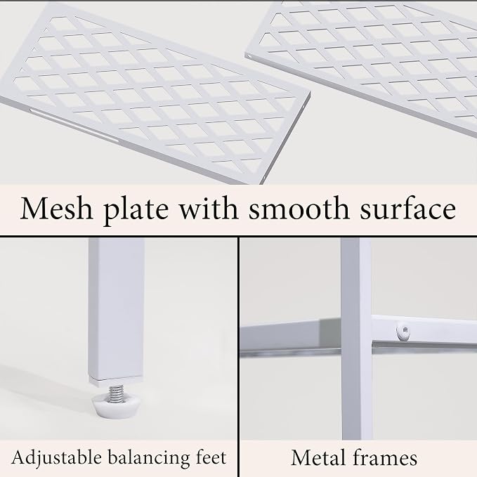 Shoe Rack, Expandable Shoes Organizer Metal Shelf Stand, 2 Tier Stackable Long Shoe Storage Holder For Closet, Floor, Entryway, Garage, Bedroom, Door Entrance For 12-18 Pairs, 45.6 inches White