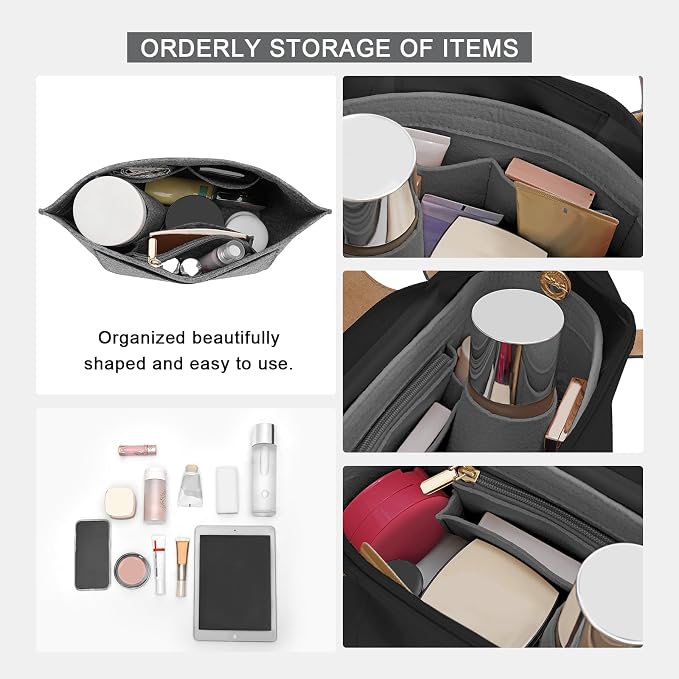 LOUKAYCCI Felt Purse Organizer Insert for Longchamp Le Pliage M Handbag Insert (Medium,Gary)