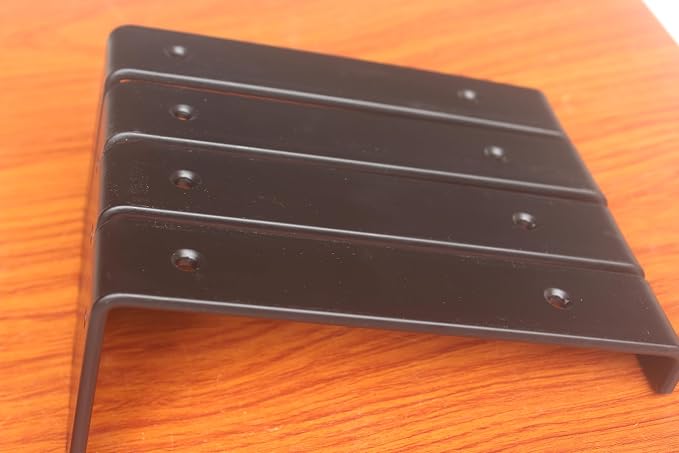 4 Pack - 5.5" L x 4" H x 1.5" W J Lip Shelf Brackets Rustic Farmhouse Iron Wall Floating Shelf Bracket Metal Shelf Bracket Industrial Shelf Supports with Screws Black