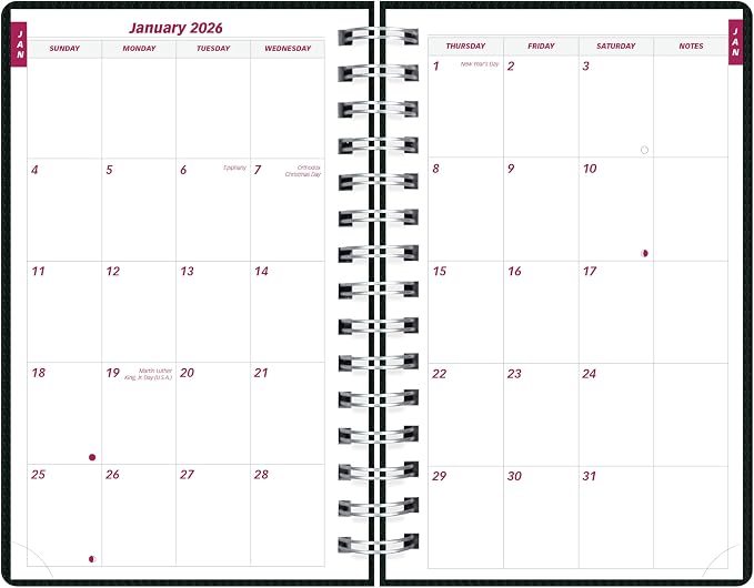 Brownline® 2026 DuraFlex Daily/Monthly Planner, Appointment Book, 12 Months, January to December, Twin-Wire Binding, 8" x 5", Black (CB634V.BLK-26)