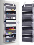 ULG 1 Pack Over Door Organizer with 5 Large and 10 Mesh Side Pockets, 44 lbs Weight Capacity Hanging Storage with Clear Window Kids Toys, Shoes, Diapers, Dark Grey, 5 Layers