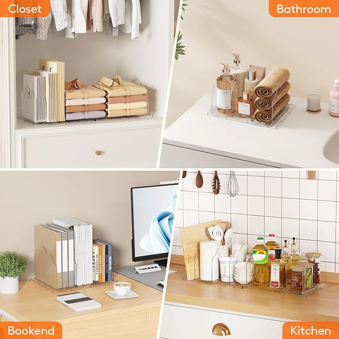 Lifewit Purse Organizer for Closet, Clear Handbags Storage Organizer, Adjustable Clutch Purse Storage Organizer Holder for Closet, 3 Pack Bookshelf Dividers for Sweater in Bedroom 35 x 24 cm/14 x 9.5"