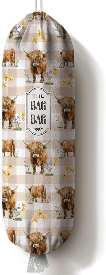 Highland Cow Plastic Bag Holder,Grocery Bag Holder Organizer Storage for Kitchen 23" x 9"