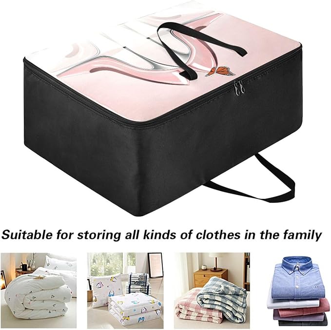 Blueangle Elegant Pink High Heel Shoes Storage Bags for Comforters, Blankets, Clothes, Quilts and Towels, Large Storage Bags Great for Closets, Bedrooms (100L)