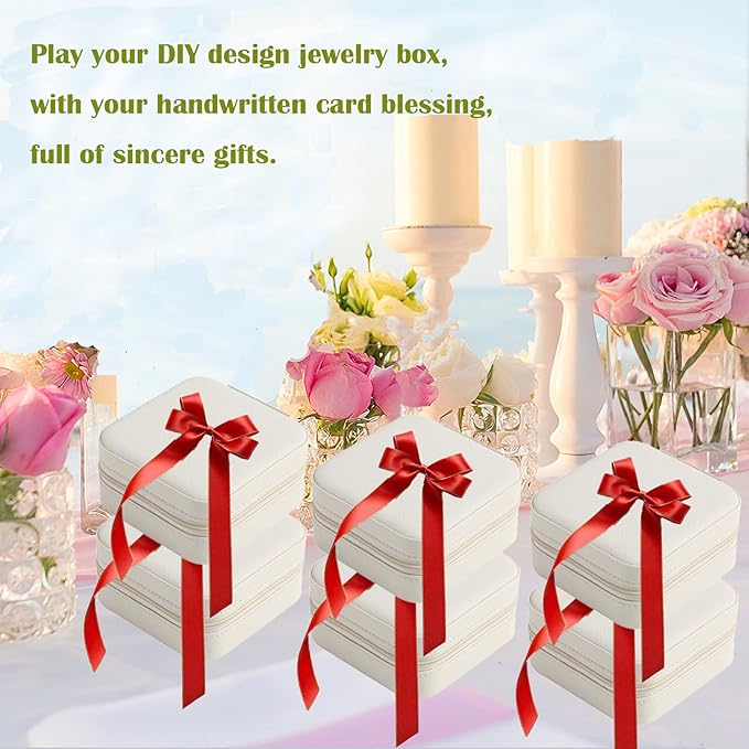Travel Jewelry Case Bridesmaid Gifts Box,12 Pack Small Jewelry Box Mini Jewelry Organizer,PU Leather Portable Earring Storage Box for Women Girls Bridesmaid Proposal Gifts