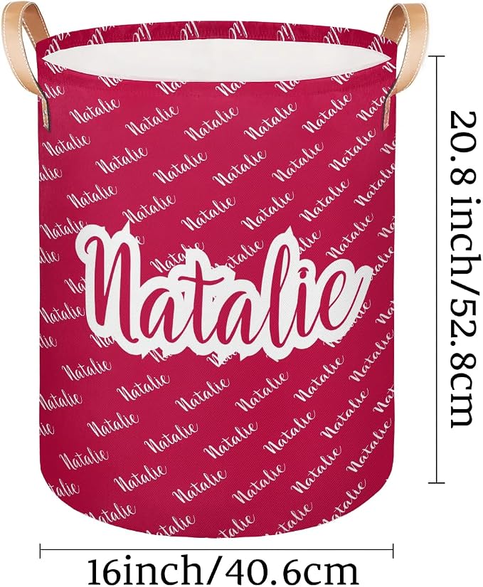 Personalized Laundry Basket, Custom Gift Laundry Hamper, Collapsible Nursery Waterproof Laundry Baskets, Dirty Clothes Toy Hamper with Handles Name Red