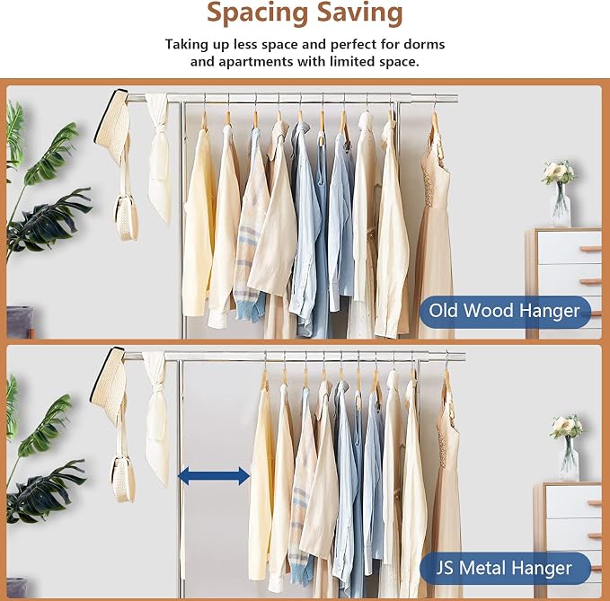 DEDU Wooden Hangers 24 Pack Lightweight, Coat Hangers for Closet Space Saving, Slim Wood with Soft Rubber Non Slip Strip for Wamisole, Wedding Dress, Sweater (Natural Finish)