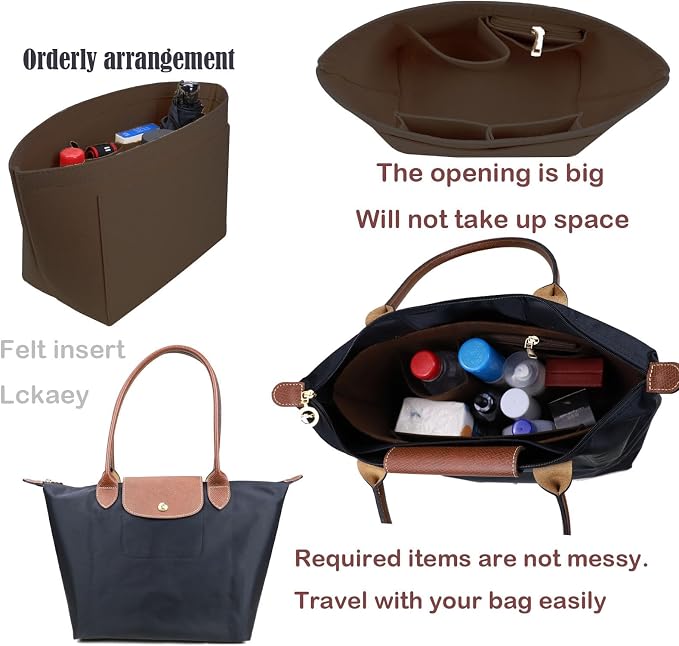 Lckaey Purse Organizer Insert for Longchamp Le Pliage Neo Handbags Insert Organizer 1012coffee-M