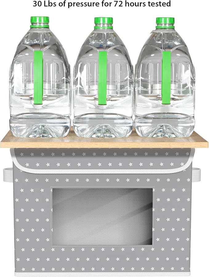Univivi Fabric Foldable Storage Boxes [4-Pack] Large Collapsible Stackable Storage Bins with Lids, Closet Organizers and Storage Cube Basket for Home, Office, Bedroom (Gray Star, 17”x 12” x 12”)