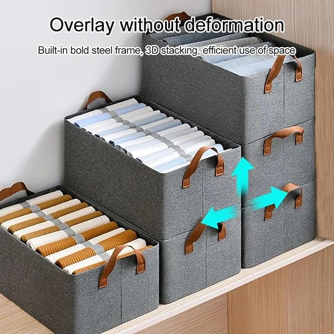 Foldable Closet Storage Box Bins Organizer System, Large Capacity Sturdy for Organizing Clothing, Sheets, Toys, Books - Shelf Organizer Shelves (2)
