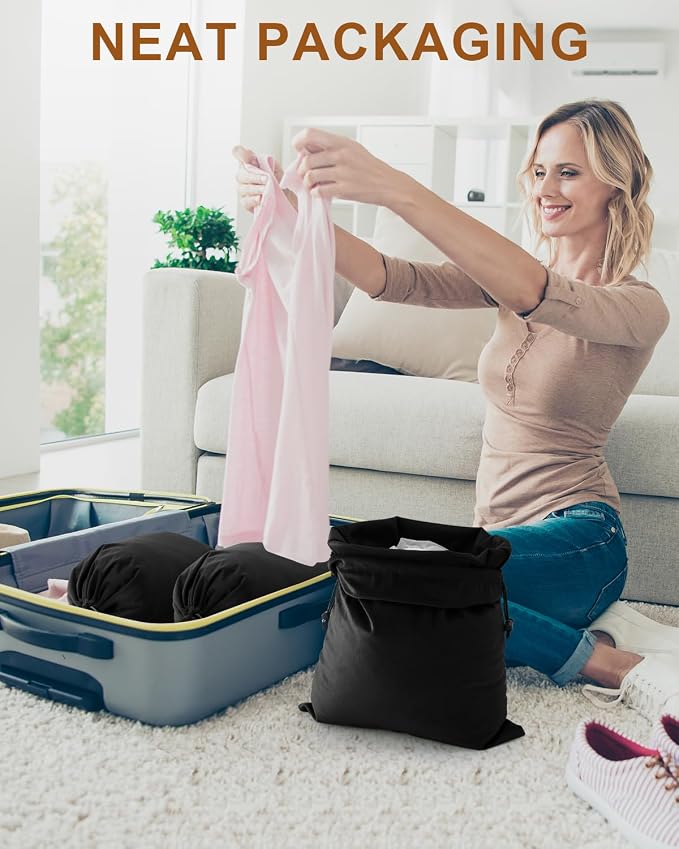 2 Pcs Shoe Bags for Travel, Dust Velvet Bags, Black Beauty, 17.3x12.6 Inch | Washable & Reusable Travel Shoe Bags, Dustproof Shoe Bags with Drawstring Closure, Suitable for Travel, Home Storage