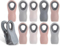 COOK WITH COLOR Bag Clips with Magnet- Food, Chip, Bag Clips for Food Storage with Airtight Seal Grip for Bread, Snack and Food Bags (Pink and Grey, Pack of 10)