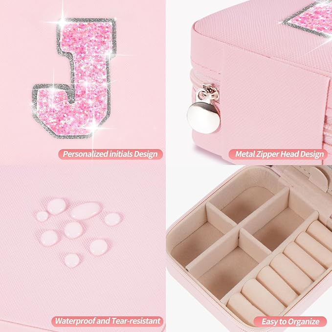 Uygafly Gifts for Teen Girl Trendy Stuff,Birthday Gift for 5 6 7 8 9 10 11 12 13 14 15 Year Old Girls,Cute Travel Jewelry Case Small Box | Pink,J