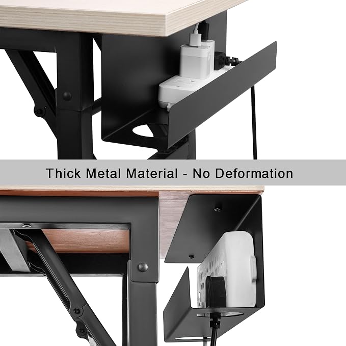 ZhiYo Under Desk Cable Management Tray 16.5 Inch, 2 Pack Sturdy Metal Cable Tray, Desk Cord Management, Under Table Cord Organizer Basket, Wire Raceway, Black
