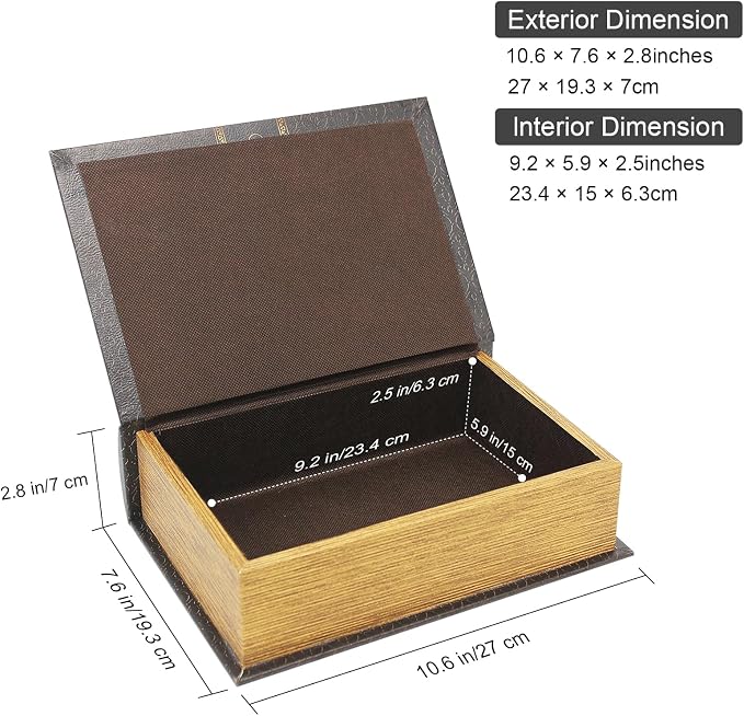 PACOLO Decorative Book Boxes, Faux Wood cover Storage for Hidden Jewelry, Money, and Cash (Wuthering Heights)