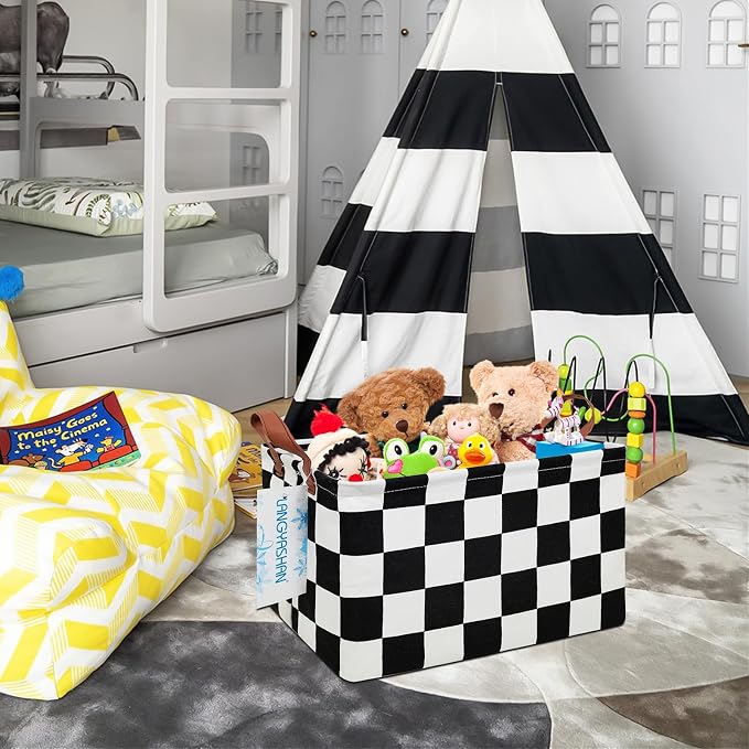 Rectangular Collapsible Boys Racecar Storage Basket Nursery Organizer | Car Storage Bin Foldable Canvas with Handles for Organizing Home Kitchen Children Toys Office Closet Shelf Baskets