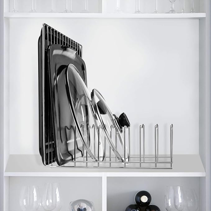 Kitchen Pot Lid Holder Organizer, Rack Cutting Boards, Bakeware, Reusable Containers, Plates