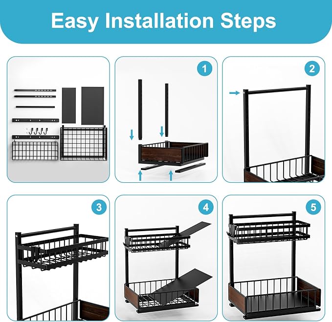 Cadrim Under Sink Organizer 2 pack, Pull Out Cabinet Organizer Shelf 15.75 * 13.78 * 10.3 inch，Organizers and Storage with Sliding Drawer, Under Sink Storage for Kitchen Bathroom Cabinet