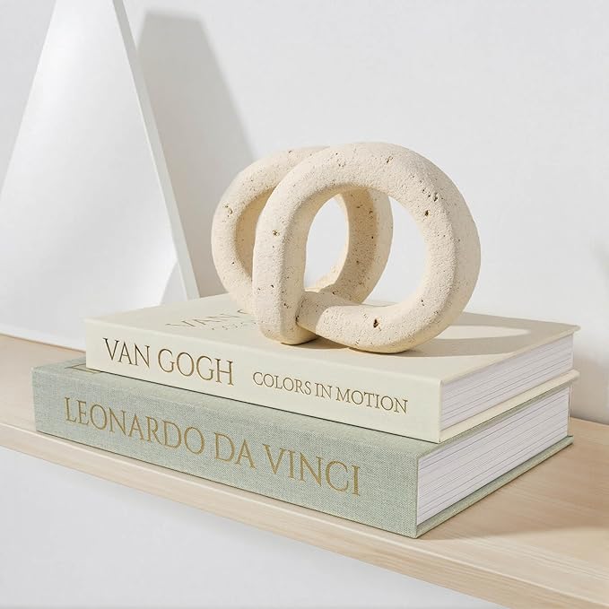 MAOBUYOU Decorative Storage Books Set of 2, Linen Cover, Gold Letters, White and Green