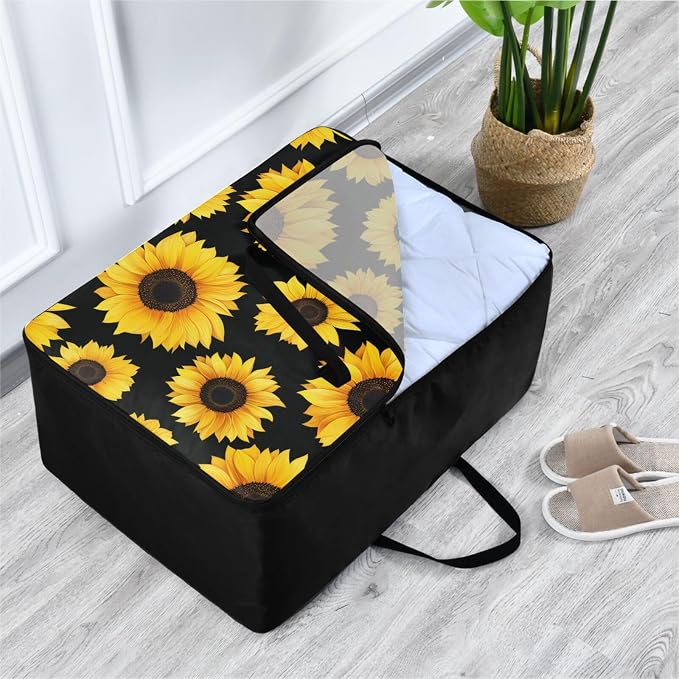 Blueangle Multipurpose Moisture Proof Foldable Sunflower Pattern Storage Bag for Clothes Comforter Quilt Bedspread Pillow Blanket (100L)