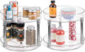 mDesign 2-Tier Lazy Susan Turntable for Kitchen Cabinets, Shelf, Table, Countertop, 9" Multi Level Rotating Organizer Carousel, Storage Turntable Organizer, Ligne Collection, 2 Pack, Clear/Chrome