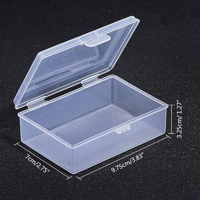 BENECREAT 12 Packs 3.8x2.7x1.3 Inches Clear Plastic Box Containers with Buckle Lids for Beads, Coins, Safety Pins and Other Craft Jewelry Watch Findings