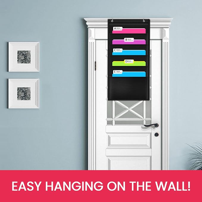 Heavy Duty Storage Pocket Chart for Classroom and Office,Clear Storage Pocket Chart for Files Folder (5 POCKETS)