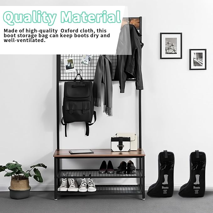Portable 2 Pack Boots Storage,Tall Boots Storage/Protector Bag, Boots Cover (Black)