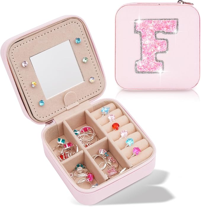 Uygafly Gifts for Teen Girl Trendy Stuff,Birthday Gift for 5 6 7 8 9 10 11 12 13 14 15 Year Old Girls,Cute Travel Jewelry Case Small Box | Pink,F