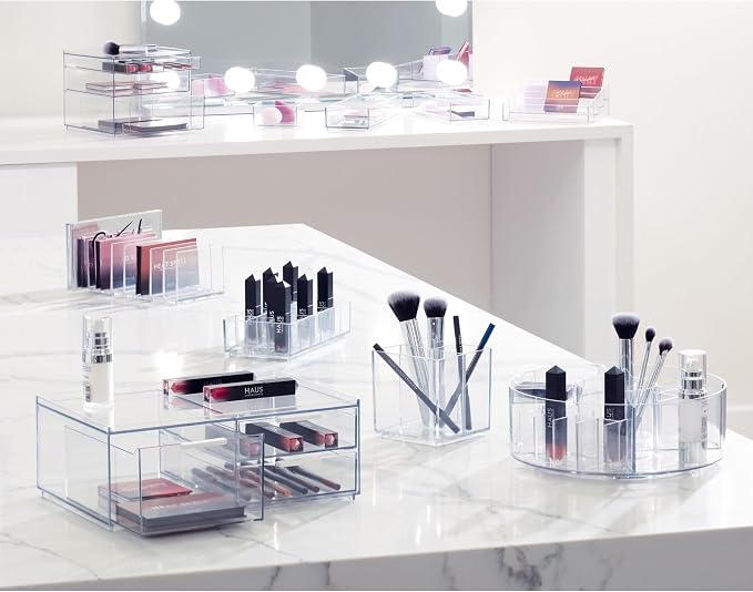 iDesign The Sarah Tanno Collection Cosmetic Organizer Cube, 4" x 4" x 4.25", Clear