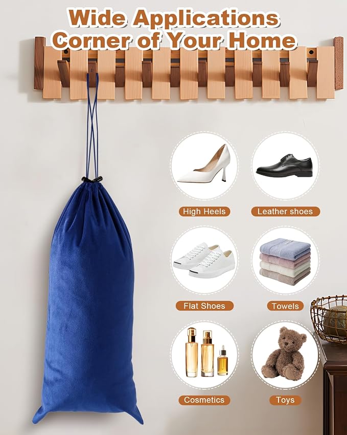 4 Pcs Single Shoe Bags for Travel, Velvet Bags, Palace Blue, 17.3x8.6 Inch | Washable & Reusable Travel Shoe Bags, Dustproof Shoe Bags with Drawstring Closure, Suitable for Travel, Home Storage