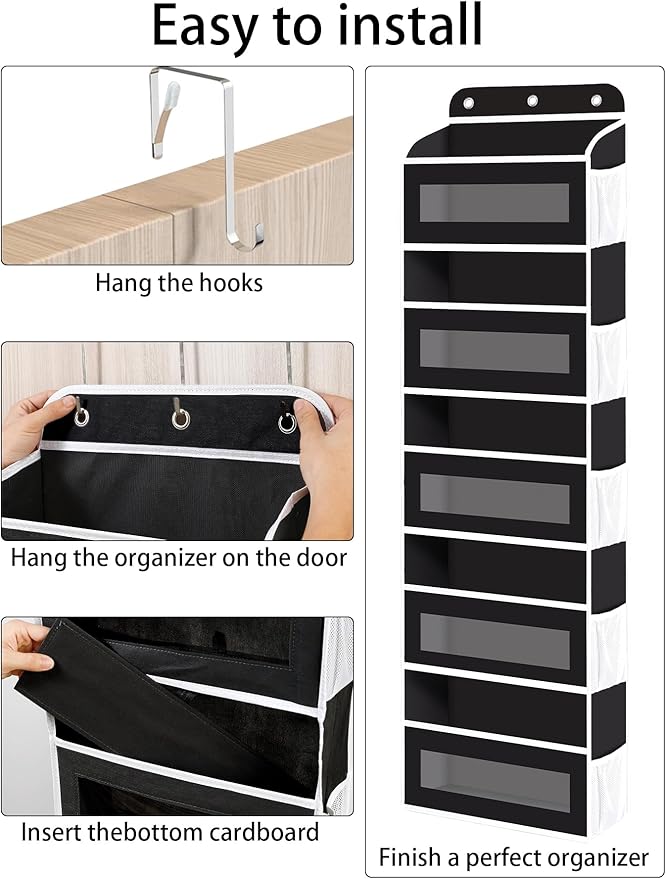 KYEVIS Over The Door Organizer, 5 Shelves Closet Door Hanging Organizer with 10 Mesh Pockets, Nursery Closet Organizer, Baby Essentials, Dorm Room Essentials for Girls
