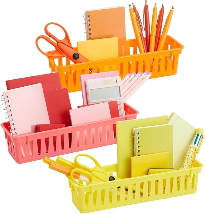 Juvale 24-Pack Pencil Holder Trays and Organization Baskets - Plastic Caddy for Desk and Elementary Teacher Supplies for Classroom Decoration