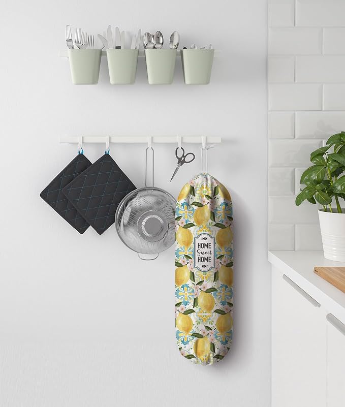 Lemon Grocery Bag Holder Organizer Storage for Plastic Bags Lemon Decor 23" x 9"