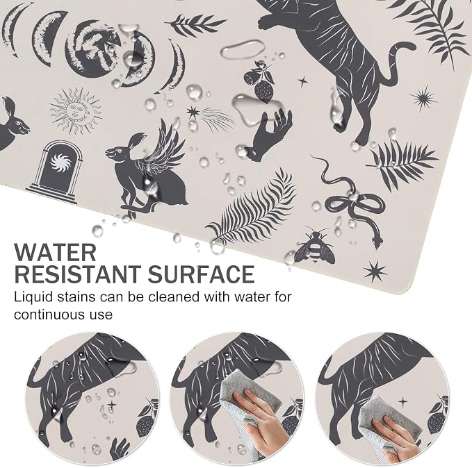 L-SPOUTTO Mystical Desk Mat for Keyboard and Mouse,XXL Gaming Mouse Pad | Boho 35.4x15.7in Non-Slip Rubber Base Keyboard Pad Large Desktop Mat for Laptop Computer Work Home Office