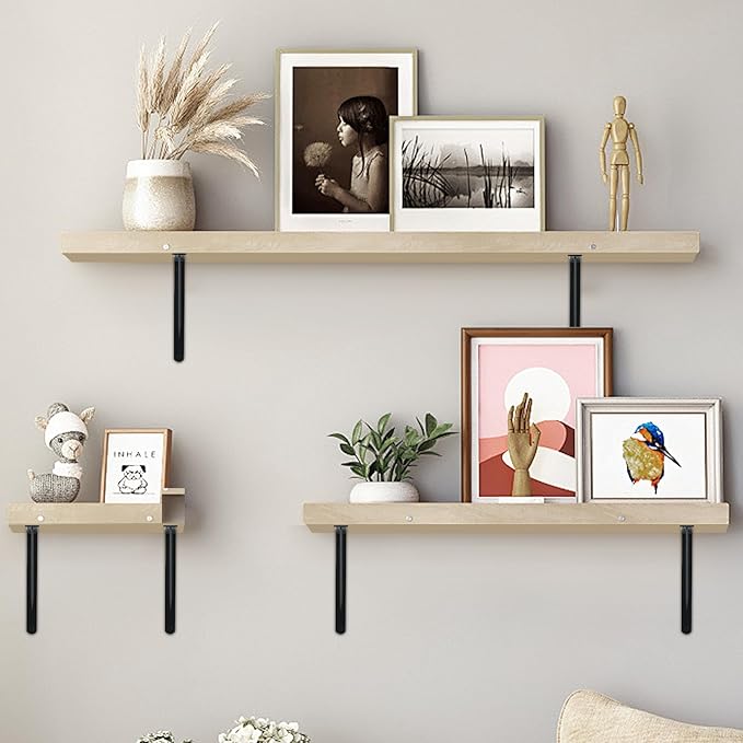 8 Pack L20 x H 12" Black Heavy Duty Shelf Brackets with Screws Metal Shelf Brackets Shelf Support Angle Brackets for Shelves L Brackets Heavy Duty Floating Shelf